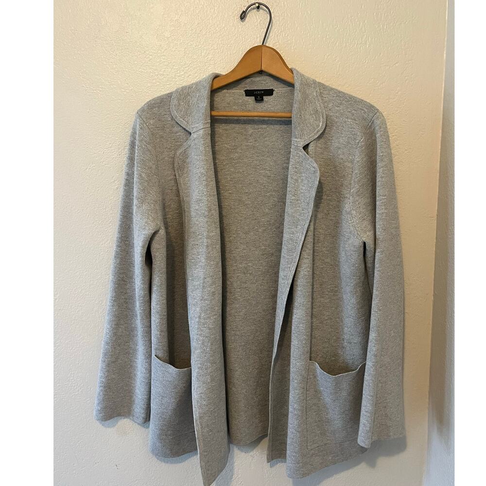 J. Crew Women's Gray  Merino Wool Blend Sweater Blazer‎ Cardigan Size Small